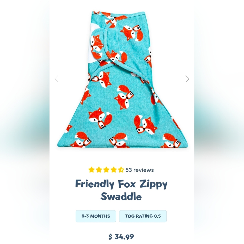 Friendly Fox Swaddle Blanket - Turquoise